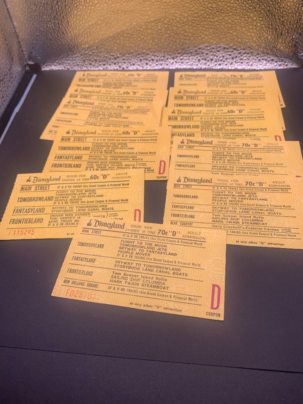 11ct Vintage Disneyland "D" Adult & Junior Admission Tickets NOT VALID
